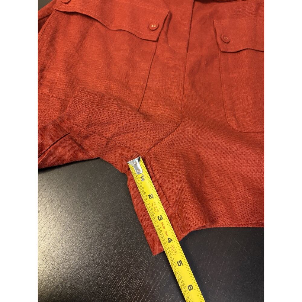 NWT Boho Coastal Linen Blend Belted Romper Rust Utility Safari Pockets Women 10 - Picture 12 of 13